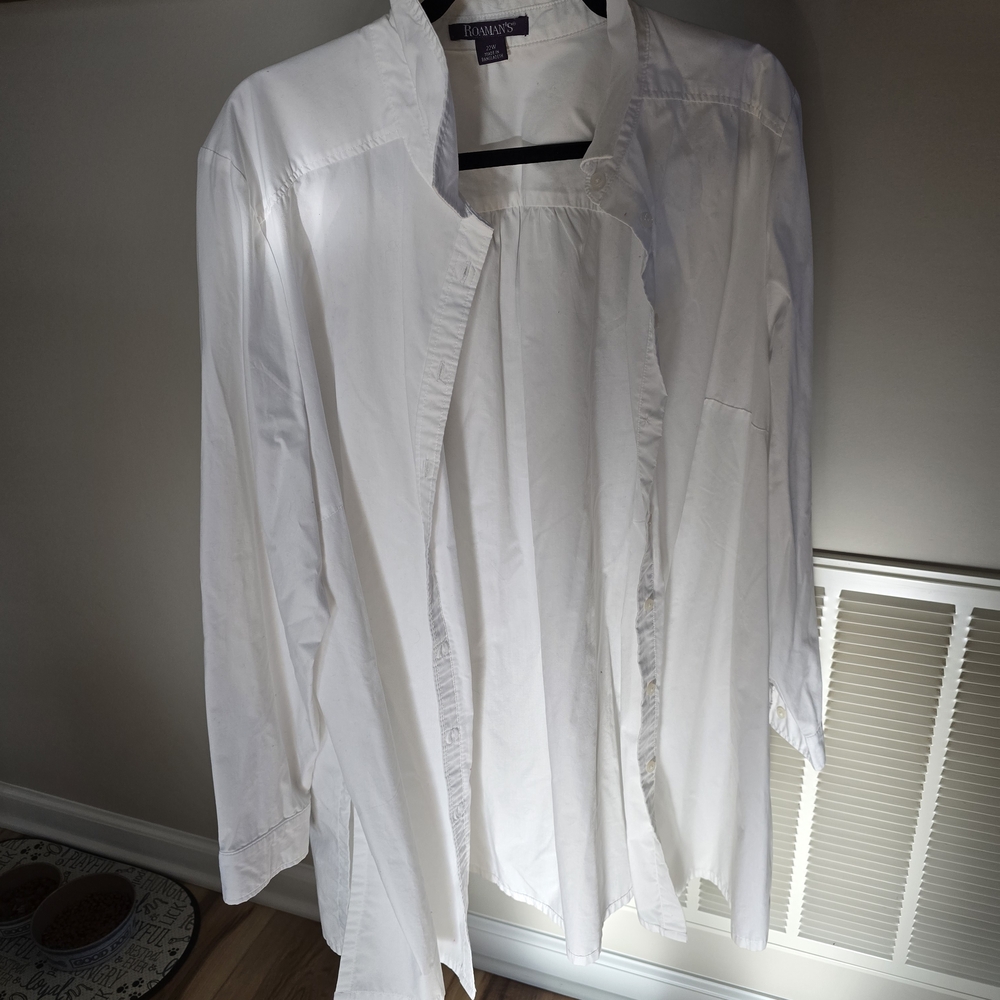 Roaman's Classic White Button Down Shirt